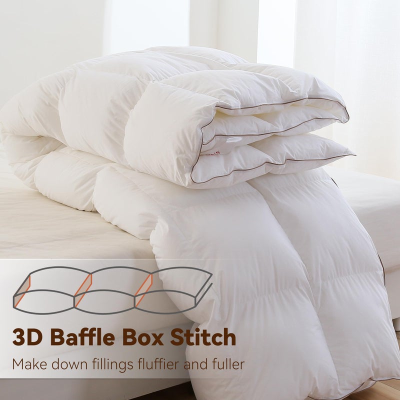 SNOWMAN Premium Down Comforter Twin Size, Luxurious All Season Duvet Insert with Cotton Blended Fabric, 3D Baffle Box Design Hotel Bedding Comforter (White,68"x90") - Image 4